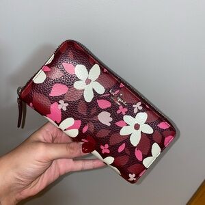Kate Spade Burgundy and Pink Floral Wallet